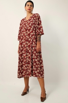 Vestido floral amplo color vintage - comprar online
