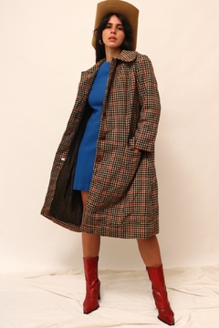 casaco xadrez em lã vintage forrado - comprar online
