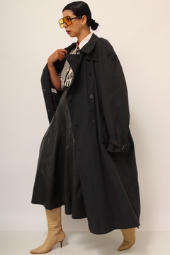 Trench Coat preto forro destacavel xadrez verde - loja online