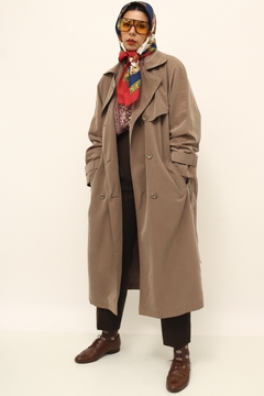 Trench coat marrom aveludado forrado vintage - comprar online