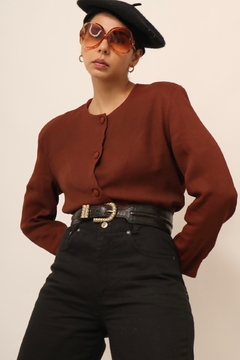 Cropped blazer marrom ombreira - comprar online