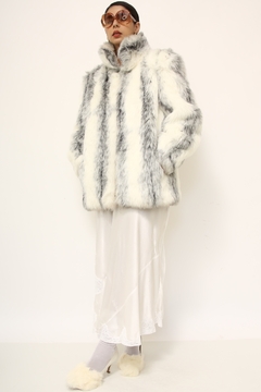 Casaco branco listras sintético vintage - comprar online