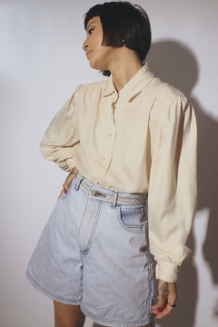 Camisa ombreira manga bufante vintage perolada  - loja online