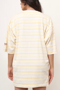 Camiseta listras amarela comprida vintage - loja online