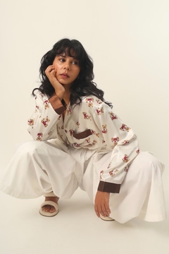 blusa pijama acetinado ursinho vintage
