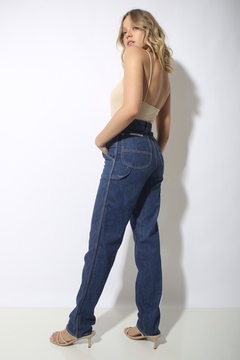 Calça jeans grosso azul cintura mega alta - loja online