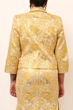 Vestido dourado com blazer fenda - comprar online
