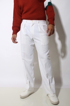 Calça poliéster com viscose branca cintura alta - comprar online