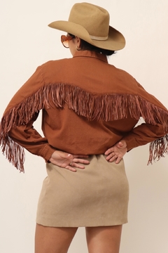 Camisa western franjas frente e manga vintage