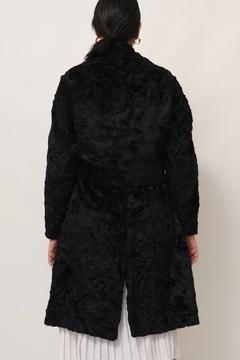 casaco pelucia preto forrado vintage