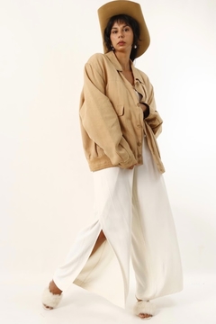 jaqueta linho forrada estilo Trenc Coat - comprar online