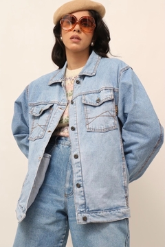 jaqueta jeans bordado costas aguia vintage - comprar online