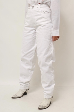 calça bag branca jeans 38 cintura alta - Capichó Brechó