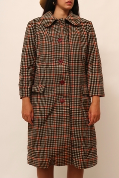 casaco xadrez em lã vintage forrado - loja online