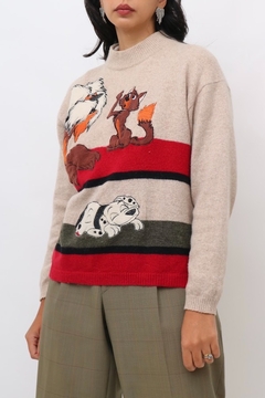 pulover vintage bichos bordados - loja online