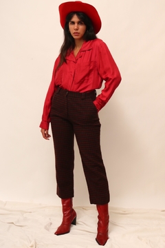 Calça tricot marrom vermelho - Capichó Brechó