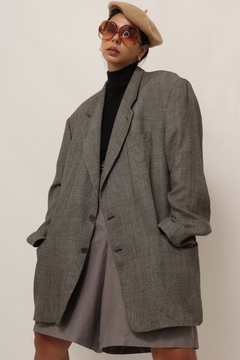Imagem do maxi blazer cinza forrado vintage