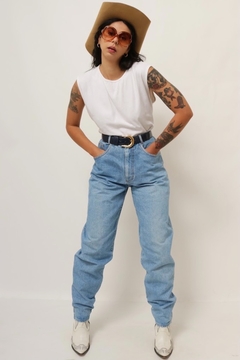 calça jeans cintura alta azul 90’s