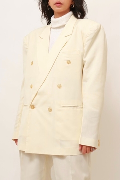 Conjunto de blazer + calça alfaiatria off white - comprar online