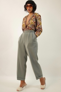 Calça cintura mega alta alfaiatria verde mint - comprar online