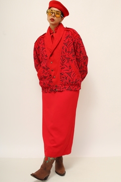 Jaqueta vermelha acolchoada estampada - comprar online