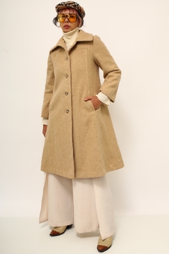 casaco longo lã bege forrado - comprar online