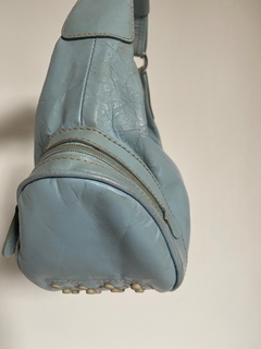 Imagem do Bolsa couro azul bebe ombro recorte vintage