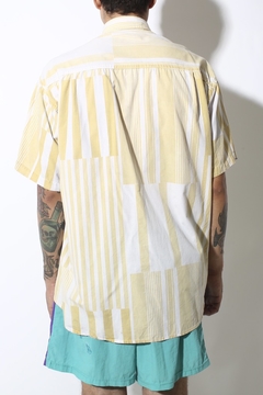 Camisa listras irregular off com amarelo vintage  - loja online