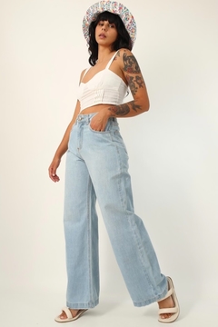 Calça jeans Flare cintura alta classica 70’s - Capichó Brechó