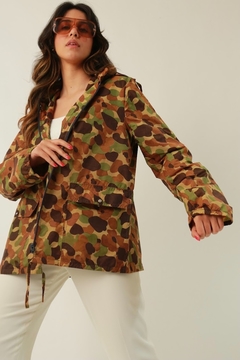 Jaqueta estilo capa de chuva verde militar - loja online
