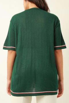 Blusa tricot gola V listras vintage - comprar online