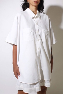 Camisa algodão com poliéster veste GG branca - comprar online