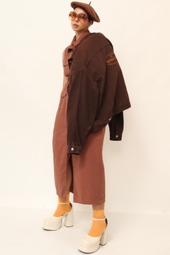 Jaqueta marrom bordado costas vintage - comprar online