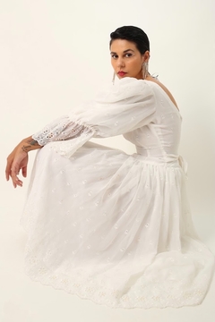 Imagem do vestido renda manga bufante branco