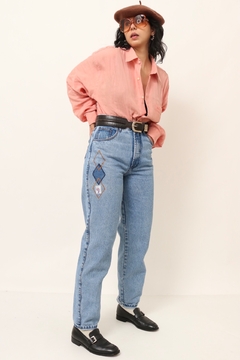 calça jeans cintura alta vintage na internet