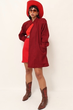 Casaco xadrez forrado vermelho anos 60´s vintage - comprar online