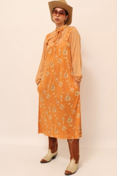 Imagem do Vestido laranja floral gravata 70´s vintage