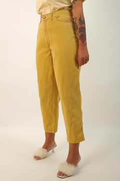 Calça jeans cintura alta amarela vintage - comprar online