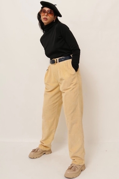 Calça reta veludo cintura mega alta vintage - loja online