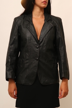 Blazer couro vintage preto forrado - comprar online