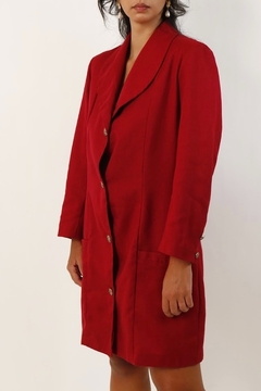 Imagem do vestido blazer vermelho longo vintage