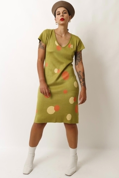 vestido midi tricot bolinha 70´s vintage na internet
