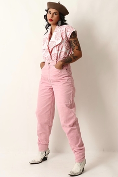 calça jeans rosa cintura mega alta vintage - comprar online