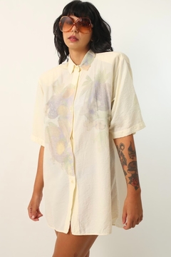 camisa vestido off white ombreira estampa - loja online
