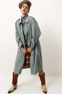 trench coat verde mint forrado longo