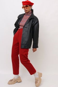 jaqueta couro bomber preta vintage - loja online