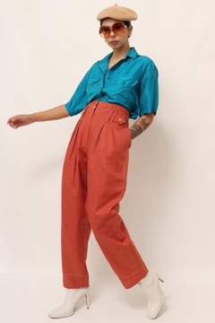 calça linho cintura alta vintage - comprar online