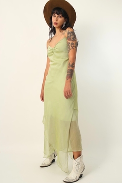 vestido verde forrado 90’s vintage - Capichó Brechó