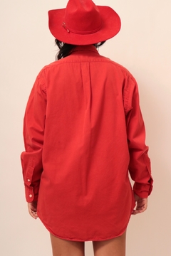 Camisa vermelha vintage bordado cavalo - comprar online