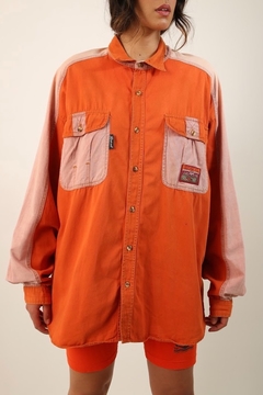 camisa estampa laranja bicolor vintage - loja online